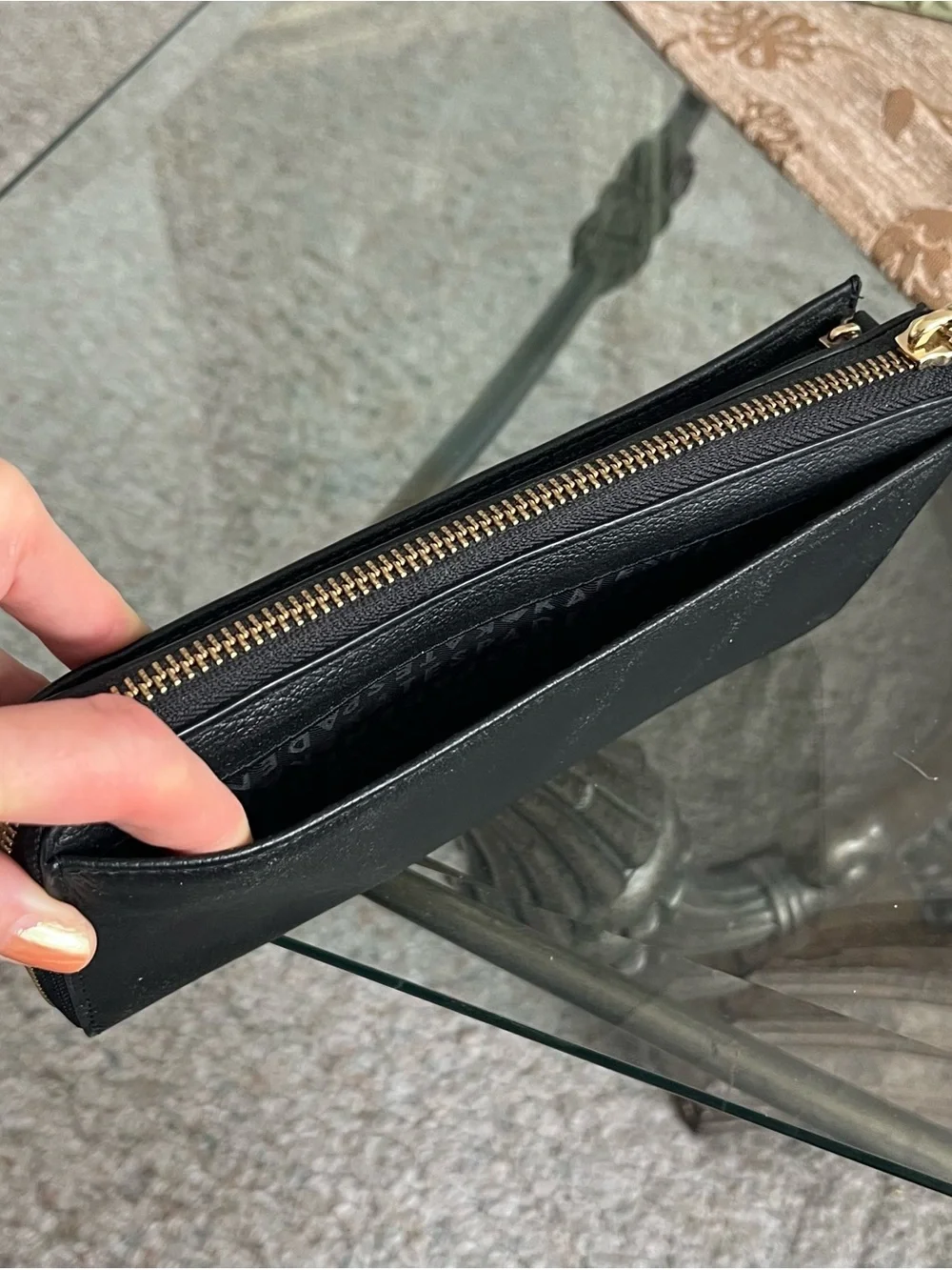 kate spade Black Leather Wristlet Clutch with Bow Accent